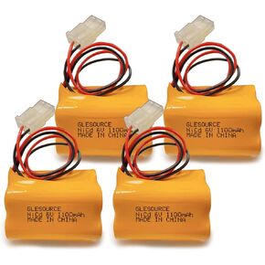 GLESOURCE(4 Pack) 6V 1100mAh Ni-CD Battery Pack Replacement for Aritech 10050205 Lithonia ENB-06006 ENB06006 Prescolite Exit Sign Emergency Light Sharp 51500RS CE140P E82082100