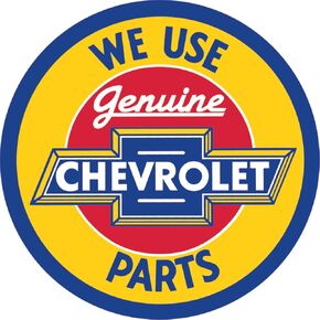 Desperate Enterprises Chevy Round Genuine Parts Tin Sign, 11.75" Diameter
