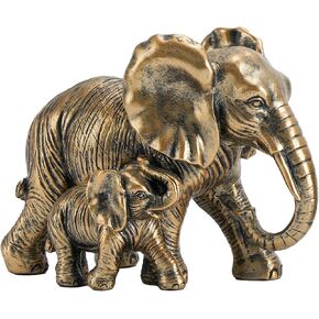 Elephant Statue Gifts for Women/Men/Mom/Father, Elephant Brings Good Luck, Parent and Child Elephant for Pregnancy Gifts, Mom or Father Day Birthday Gift(Antique Gold)