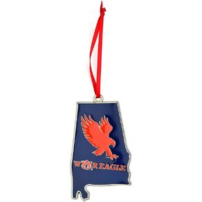 Auburn Tigers War Eagle State Shaped Metal Christmas Ornament