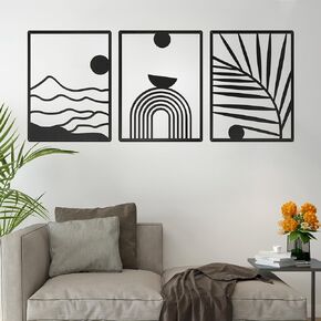 ANNICEE 3 Pcs Metal Art Mountain Line Wall Decor Abstract Minimalist Wall Art Rustic Nature Wall Sculptures-thickness 0.04 inch for Home Living Room Bathroom Home Office (Colorful-hills)