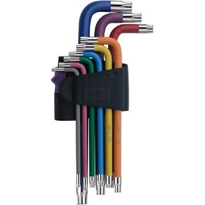 9 Pcs Hex Key Allen Wrench Set, Torx TRX Star Coloured Wrench Set T10, T15, T20, T25, T27, T30, T40, T45, T50 Hex Key Wrench Set for Furniture Assembly, Bicycle Maintenance, Household DIY