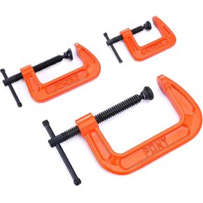 PONY Malleable Iron C-Clamp Set, 3-Piece, (1", 2", 3")