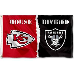 Chiefs and Raiders House Divided Flag Rivalry Banner