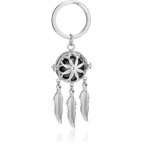 PESOENTH Cremation Urn Keychain Ashes Keepsake Memorial Gifts,Women Follow Flower Ashes Hair Locket Keychain Feathers Charms