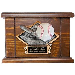 Cremation Urn, Wood Urn, Baseball Urn, Wooden Funeral Urn with Engraving