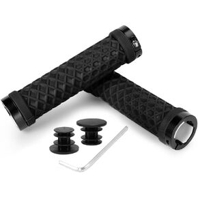 Bike Handlebar Grips - Double Locking Bicycle Grips Handle 22.2mm for MTB,Hybird Bike,Enduro,Downhill with Soft Non-Slip Pattern | 130mm Mountain Bike Grips Lock on with Great Handfeel