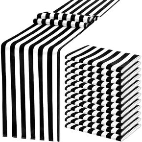 12 Pack Diamond Lattice Table Runner Black and White Checkerboard Racing Flag Road Theme Polyester Table Runners Elegant Decor for Birthday,Wedding Party Table Decor(12x108 Inch)