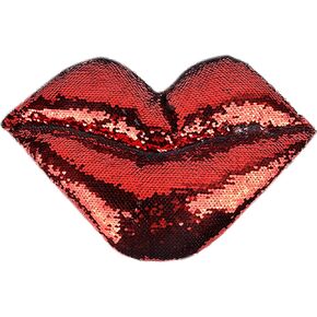 وسادة رمي الشفاه ChezMax، وسادة قبلة ثلاثية الأبعاد قابلة للترتر، ديكور منزلي لامع باللونين الأحمر والفضي، هدية عيد الحب الناعمة اللطيفة للأريكة وغرفة المعيشة وغرفة نوم السيارة، 18 × 9 بوصات in Kuwait