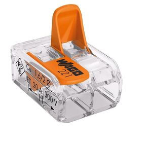 222-412 2-Port Lever Cage Clamp Terminal Block Connectors - Grey (Pack of 10)
