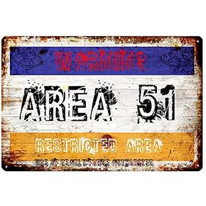 Danger Area 51 Metal Tin Sign Malitary Vintage Plaque Wall For Living Room Yard Coffee Bar Home Retro Decor 12X8inch (YQ-043)