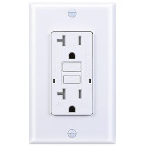 20 Amp GFCI Outlet, Tamper-Resistant, Weather Resistant Receptacle Indoor or Outdoor Use, LED Indicator with Decor Wall Plates and Screws，UL Listed, White (10 Pack)