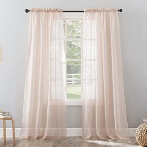 No. 918 Erica Crushed Sheer Voile Rod Pocket Curtain Panel, 51" x 63", Whisper Pink