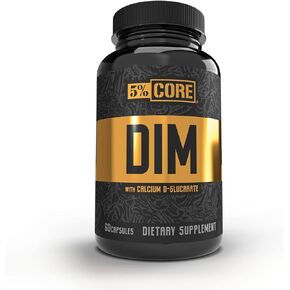 5% Nutrition Core DIM Supplement | Estrogen Regulation Support for Men & Women | Natural Diindolylmethane w/Calcium D-Glucarate, Organic Broccoli Powder + Bioperine (30 Servings / 60 VegCaps)