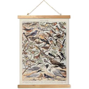 2 Pack Vintage Poster Hanger Frame, Retro Style Wall Decor Art Painting, Patterns are Printed on Linen Without Fading, Living Room Office Classroom Bedroom Playroom Apartment Decor. (Flower)