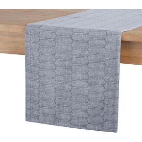 Martha Stewart Honeycomb Modern Farmhouse Reversible Table Runner, Blue, 15"x72"