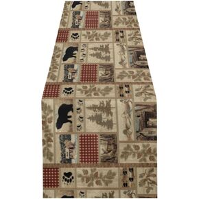 Merry Christmas Table Runner Xmas Tree Elk Snowflakes Rustic Farmhouse Burlap Winter Table Cloth for Holiday Kitchen Dining Party Decor 13x70 Inch