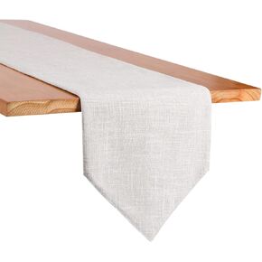 Burlap Farmhouse Cotton Linen Table Runner, Rustic Woven Solid Color Table Runner for Dining, Kitchen, Holiday, Halloween, Christmas, Party (12x82 inch, Khaki)
