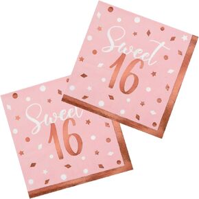 Gatherfun Birthday Party Supplies Napkins Disposable Paper Napkins with Gold Stamping for Adults and Kids Birthday Party（6.5X6.5 in, 3-Ply, 50-Pack)
