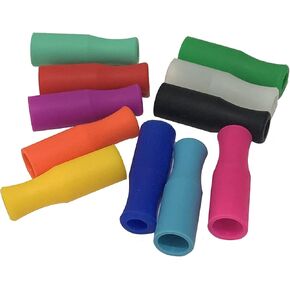 Super Big Large Straws Silicone Tips 11pcs Food Grade Reusable Straw Tips Only Fit for 1/2 Inch Wide (12mm Diameter) Stainless Steel Straws and Smoothie Glass straws