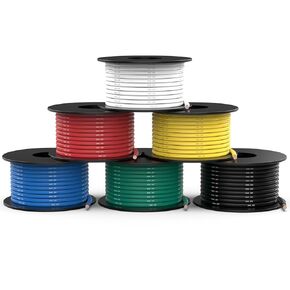 NAOEVO 18 Gauge Wire 180ft, 18 AWG Silicone Wire 30ft Each Spool, 6 Colors Flexible Tinned Copper Wire Electrical Wire 18 Gauge, Hookup Wire Kit for Breadboard/Automotive/DIY/Battery, 200℃ 600V