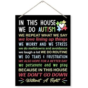Autism Awareness Sign, In This House We Do Autism Sign, Rustic Hanging Wooden Plaque Sign, Decorative Wooden Wall Sign, Autism Institution Decor, Autism Family Home Decor, Autism Signs Decor in Kuwait