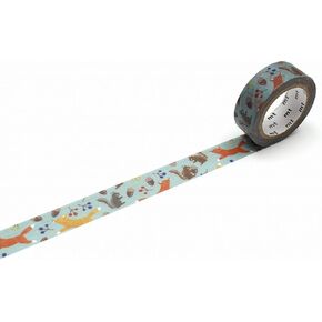MT ex 'Embroidery Fox and Squirrel' Washi Masking Tape 15mm x 7m - 1 roll
