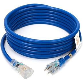 S7 20 Amp 15-FT 12/3 Heavy Duty Extension Cord with 15-Amp Three-Prong Power-Cord