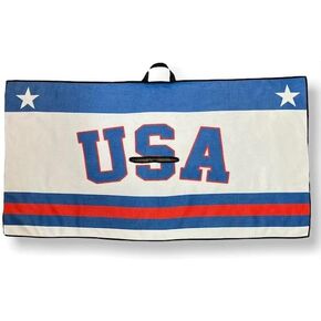 Premium Microfiber USA Golf Tour Towel | Dual Hanging | 16 Inch x 36 Inch