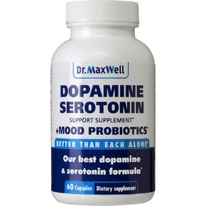 Serotonin and Dopamine Supplements with Mood Probiotic, 5in1 Support for (1) Dopamine (2) Serotonin (3) Mood (4) Relaxation (5) Focus & Brain, 60 Capsules