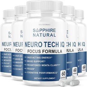 (5 Pack) Neuro Tech IQ Brain Supplement Neurotech Iq Focus Formula Pills (300 Capsules)