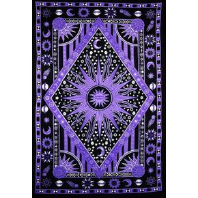 Bless International Handmade Indian hippie Bohemian Psychedelic Celestial Sun Moon Wall hanging College Dorm Beach Throws Table Cloth Bedding Tapestry (Golden Orange, Twin(54x72 Inches)(140x185 Cm))