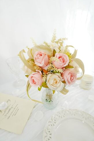 باقات وصيفة العروس لحفلات الزفاف زهور زرقاء مغبرة اصطناعية باقات الأوكالبتوس 1 حزمة مسبقة الصنع صغيرة من الزهور المركزية لحفلات الزفاف وحفلات الذكرى السنوية وديكور طاولة الطعام in Kuwait