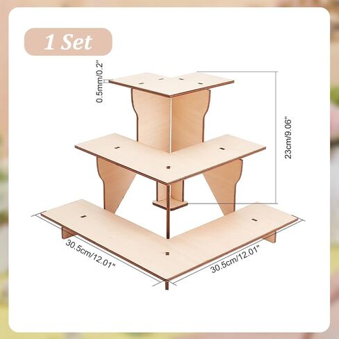 PH PandaHall 3-Tier Wooden Corner Retail Table Display Stands, Portable Corner Display Rack Retail Display Shelves Corner Display Riser for Craft Shows, Farmers Market, Tradeshows, 12x12x9inch in Saudi Arabia