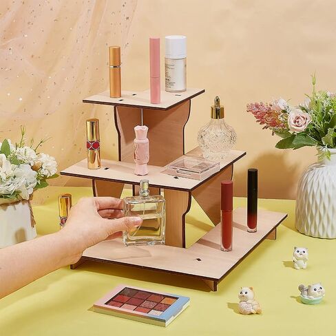 PH PandaHall 3-Tier Wooden Corner Retail Table Display Stands, Portable Corner Display Rack Retail Display Shelves Corner Display Riser for Craft Shows, Farmers Market, Tradeshows, 12x12x9inch in Saudi Arabia