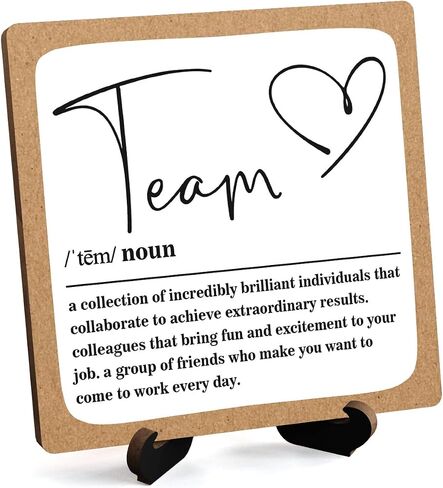 Wooden Table Sign Gift Team Definition Desk Decor Wood Plaque With Stand Team Gift for Boss Employees Women Best Mom Coworker Office(Brown)-A15 in Saudi Arabia