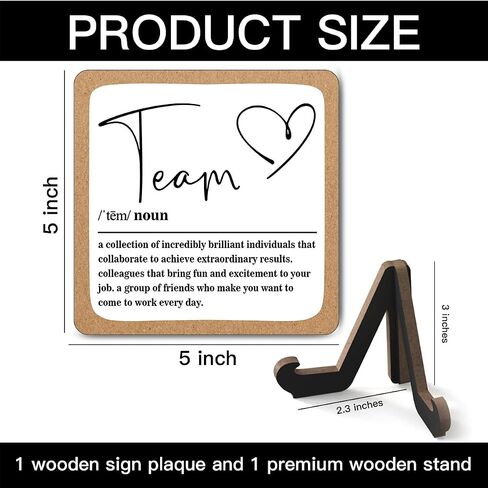 Wooden Table Sign Gift Team Definition Desk Decor Wood Plaque With Stand Team Gift for Boss Employees Women Best Mom Coworker Office(Brown)-A15 in Saudi Arabia