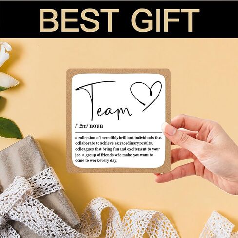 Wooden Table Sign Gift Team Definition Desk Decor Wood Plaque With Stand Team Gift for Boss Employees Women Best Mom Coworker Office(Brown)-A15 in Saudi Arabia