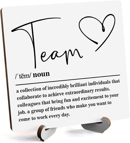 Wooden Table Sign Gift Team Definition Desk Decor Wood Plaque With Stand Team Gift for Boss Employees Women Best Mom Coworker Office(Brown)-A15 in Saudi Arabia