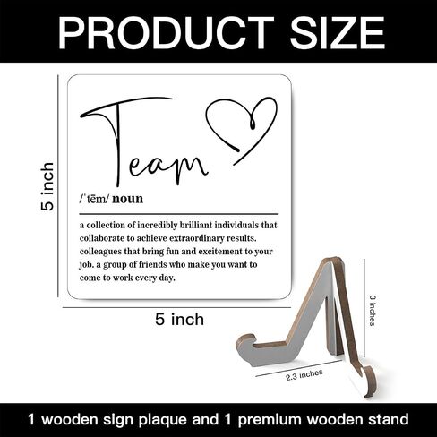 Wooden Table Sign Gift Team Definition Desk Decor Wood Plaque With Stand Team Gift for Boss Employees Women Best Mom Coworker Office(Brown)-A15 in Saudi Arabia