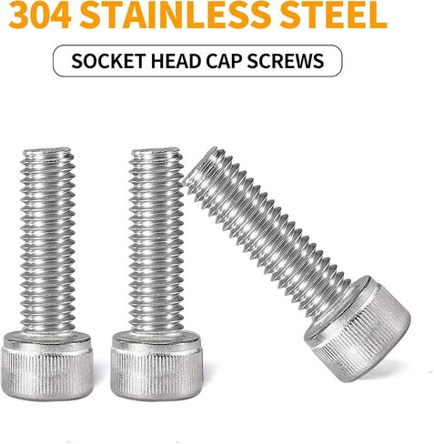 M6 x 10mm 12mm 16mm 20mm 25mm Button Head Socket Cap Screws Bolts, Stainless Steel 304, Metric Allen Hex Drive, Fully Threaded, Bright Finish, Assortment Kit 50PCS in Saudi Arabia