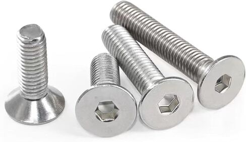 M8-1.25 x 95mm مسامير غطاء مقبس الرأس المسطحة، DIN7991، الفولاذ المقاوم للصدأ 18-8 (304)، محرك مقبس ألين، براغي الآلة، براغي تثبيت لولبية سداسية داخلية مترية بالكامل 4 قطع in Kuwait