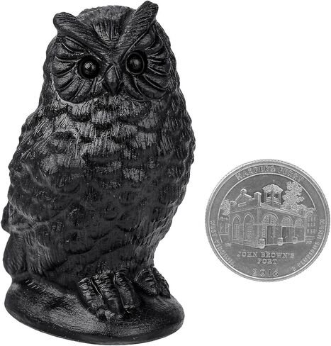 moonsix Carved Horned Owl Crystal Statue Black Obsidian Animal Figurine Paperweight Collectible Stone Sculpture for Home Office Table Decor in Saudi Arabia