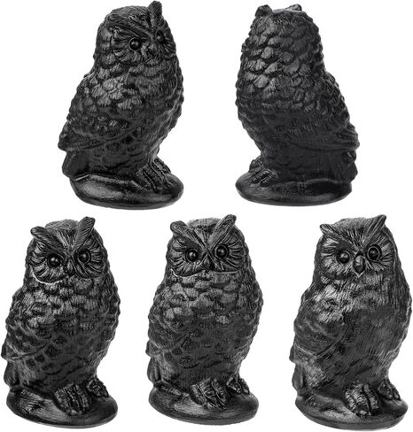 moonsix Carved Horned Owl Crystal Statue Black Obsidian Animal Figurine Paperweight Collectible Stone Sculpture for Home Office Table Decor in Saudi Arabia