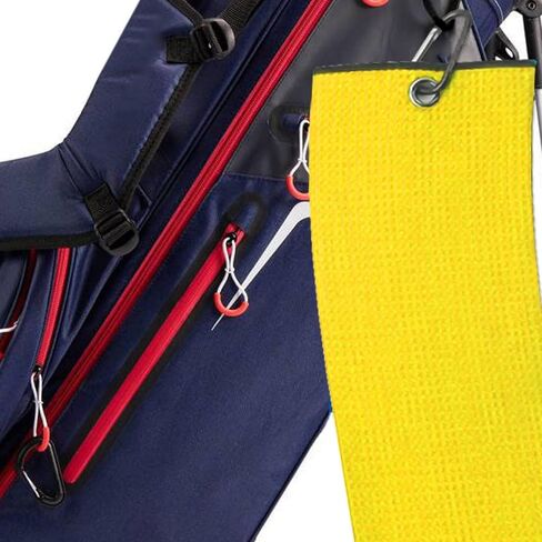 منشفة جولف من الألياف الدقيقة بنمط وافل مع خطاف وحلقة، مناشف جولف صفراء لحقائب الجولف للرجال والنساء in Kuwait