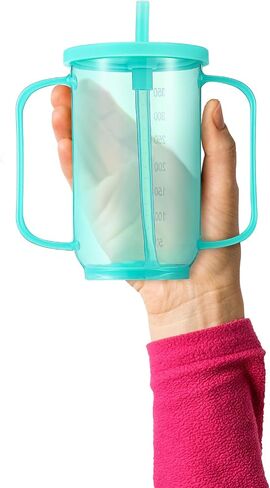 3 Pcs Unisex Adult Bib 3 Pcs Adult Sippy Cup with 2 Handles Spill Proof Cups for Adults Plastic Drinking Straw Cups with Straw Lid for Elderly Disabled Handicap Hospital Patients Convalescent in Saudi Arabia