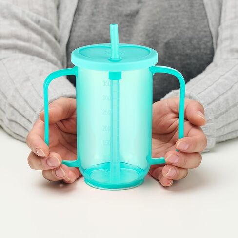 3 Pcs Unisex Adult Bib 3 Pcs Adult Sippy Cup with 2 Handles Spill Proof Cups for Adults Plastic Drinking Straw Cups with Straw Lid for Elderly Disabled Handicap Hospital Patients Convalescent in Saudi Arabia