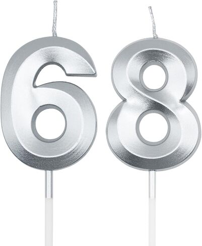Champagne Gold 68th & 86th Birthday Candles for Cakes, Number 68 86 Candle Cake Cupcake Topper for Birthday Anniversary Party Decoration in Saudi Arabia