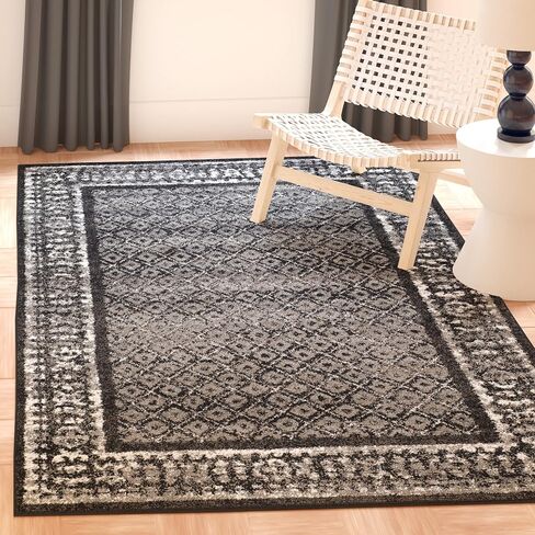 SAFAVIEH Adirondack Collection Accent Rug - 4' x 6', Black & Silver, Distressed Design, Non-Shedding & Easy Care, Ideal for High Traffic Areas in Entryway, Living Room, Bedroom (ADR110A) in Saudi Arabia