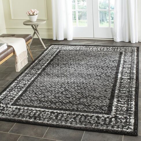 SAFAVIEH Adirondack Collection Accent Rug - 4' x 6', Black & Silver, Distressed Design, Non-Shedding & Easy Care, Ideal for High Traffic Areas in Entryway, Living Room, Bedroom (ADR110A) in Saudi Arabia